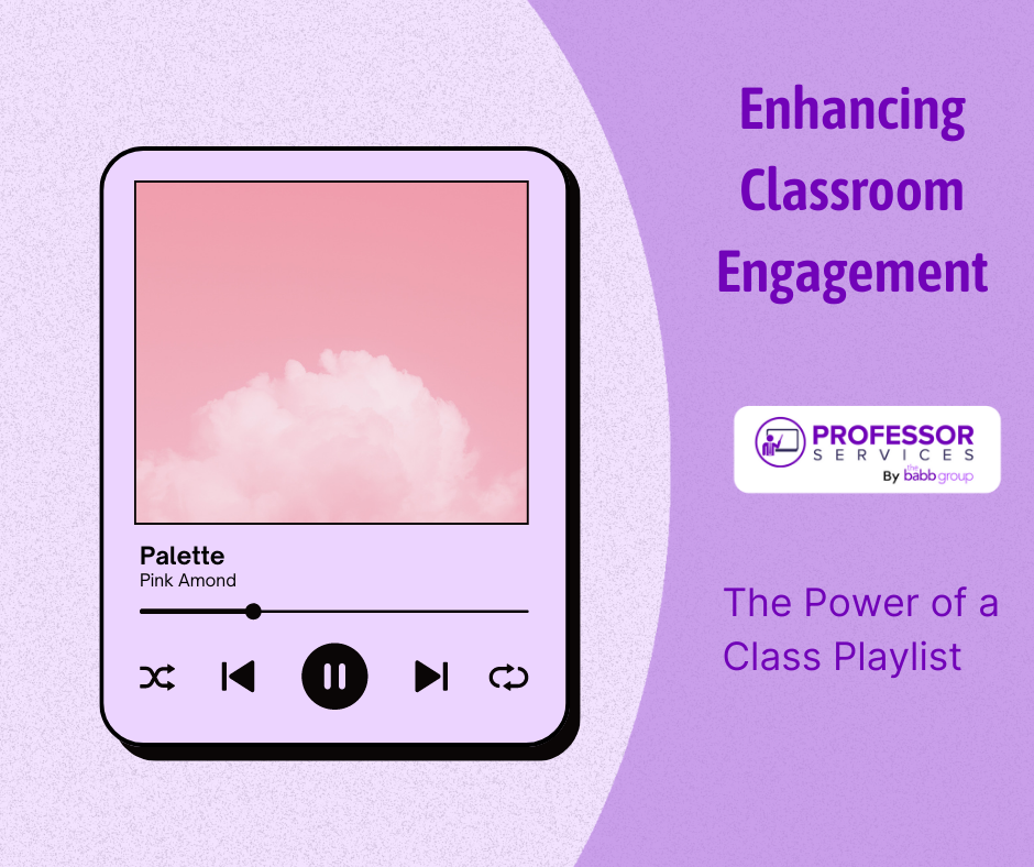 Image of a playlist on a phone. Text: Enhancing classroom engagement: the power of the class playlist